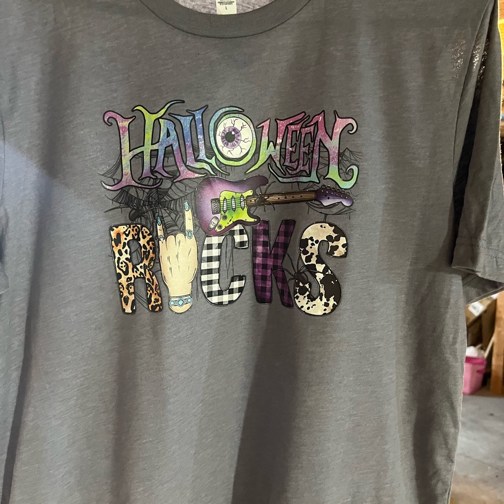 Gray Halloween Rocks Graphic Tee sizes small to 3XL custom orders welcome